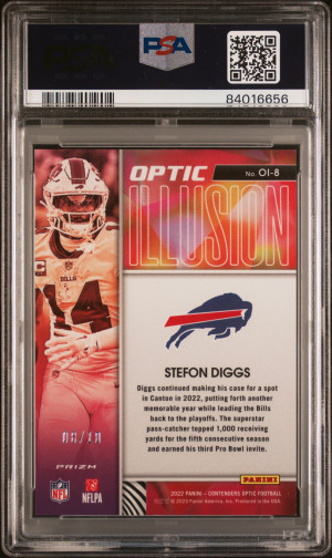 2022 CONTENDERS OPTIC 8/10 STEFON DIGGS OPTIC ILLUSION-GOLD PSA 10 (POP 2) back