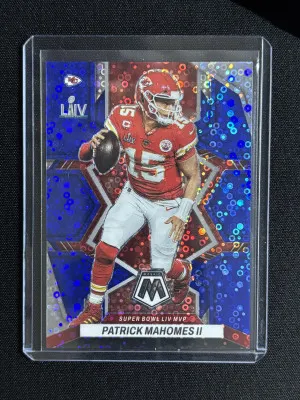 2021 Mosaic Patrick Mahomes II Super Bowl MVPs No Huddle Blue Prizm front