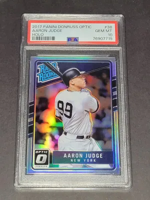 2017 Donruss Optic Aaron Judge Rated Rookie RC Silver Holo PSA 10 front
