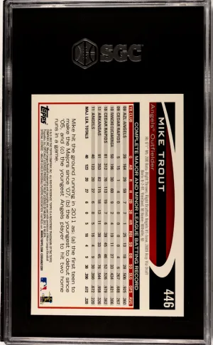 2012 Topps #446 Mike Trout Gold Sparkle SGC 9.5 back