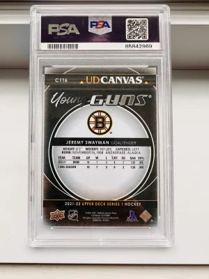 🔥 2021 Upper Deck Young Guns Rookie Jeremy Swayman Canvas BLACK back