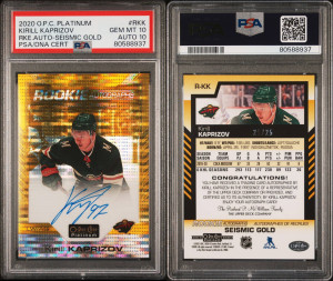 kirill kaprizov siesmic gold auto 10/10 rc /25 pop 4! front
