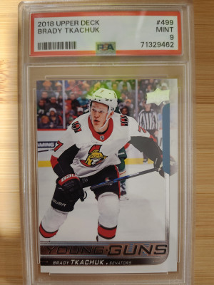 18-19 UD Young guns Brady Tkachuk PSA 9 front