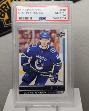 Elias Pettersson 2018-19 Upper Deck Young Guns Rookie RC PSA 10 front
