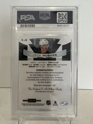 2019 OPC Platinum Jack Hughes Auto PSA 10 back