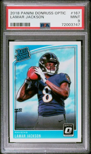 2018 Panini Donruss Optic Lamar Jackson #167 PSA 9 front