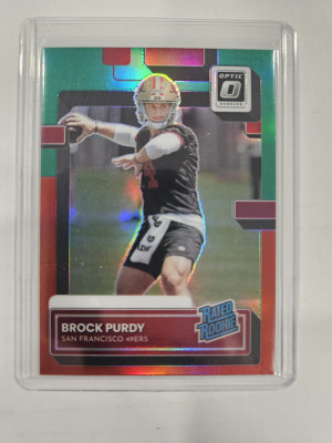 2022 Donruss Brock Purdy Optic Preview Green Mojo Prizm Rookie RC #P-374 front