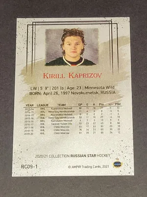 2020-21 Ampir Trading Cards (Russia) Kirill Kaprizov Rookie RC back