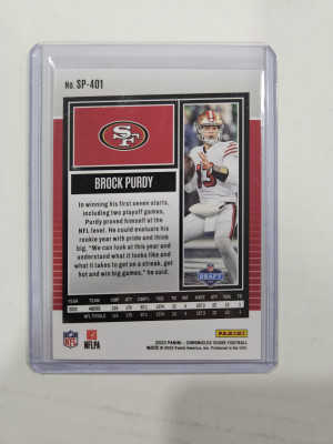 2022 Panini Chronicles Score Premium Rookies Brock Purdy #SP-401 Rookie RC back