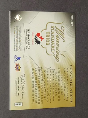 2014 Team Canada Winning Trios Toews Keith Seabrook 10 /10 back