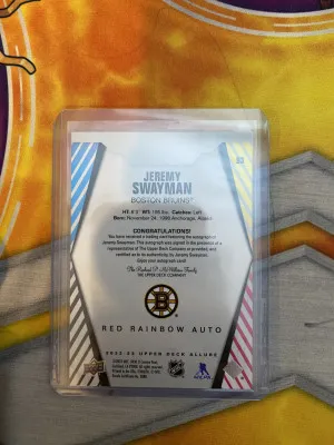 Jeremy Swayman Red Rainbow Auto back
