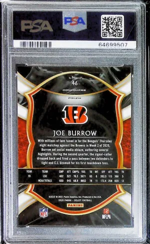Joe Burrow 2020 Select Concourse Silver Prizm #46 PSA 10 RC Rookie Bengals back
