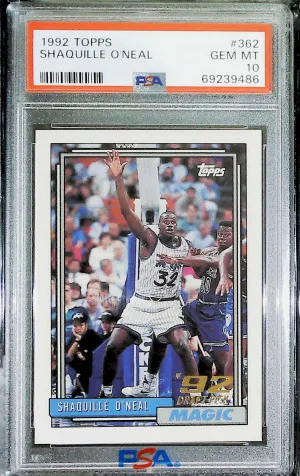 Shaquille O'Neal 1992-93 Topps #362 Rookie RC PSA 10 HOF front