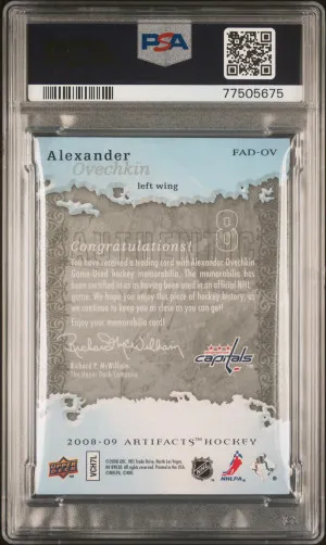 2008 Upper Deck Artifacts Frozen Artifacts Alexander Ovechkin #OV PSA 8 back