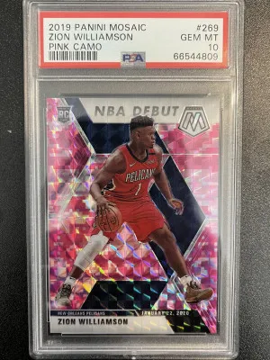 2019-20 Mosaic Zion Williamson RC pink camo front