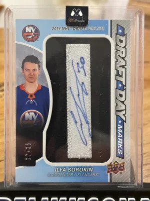 2021-22 Upper Deck SP Game Used Ilya Sorokin Draft Day Marks Rookies #/35 front