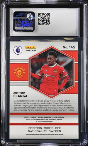 2021 Panini Mosaic Premier League Purple Prizm /49 Anthony Elanga #145 Rookie RC back