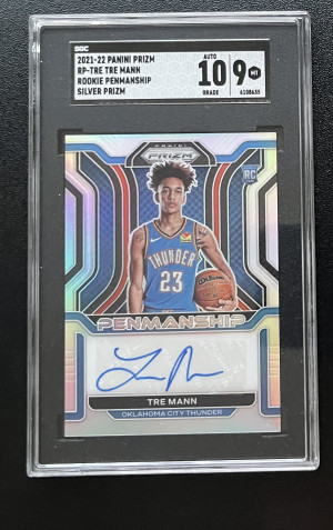 2021 Panini Prizm Tre Mann Rookie Penmanship Silver Prizm Auto front