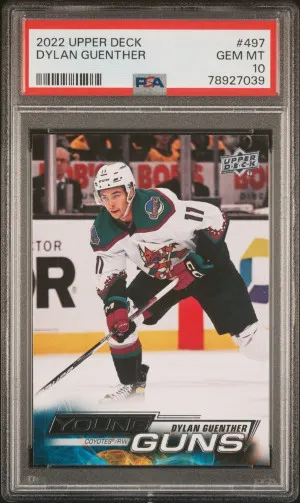 Dylan Guenter Young Guns Canvas PSA 10 2022-23 497 Arizona Coyotes front