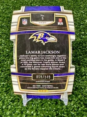 2021 Panini Select Concourse Orange Prizm Die-Cut 59/249 Lamar Jackson #5 Ravens back