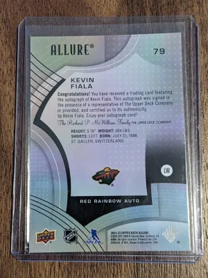 Kevin Fiala Red Rainbow Auto 2021-22 Allure Hockey Upper Deck back