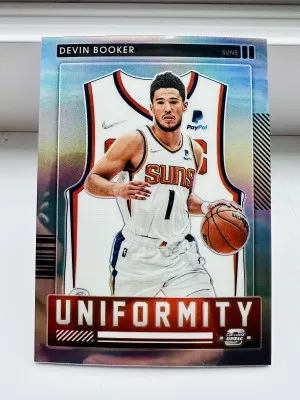 Devin Booker 2021-22 Panini Contenders Optic Silver Prizm #14 Uniformity SP Suns front