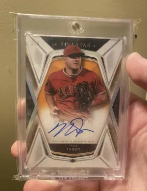 MIKE TROUT TOPPS FIVE STAR GOLD AUTO #/5 SSP ON CARD!!! Angels!!!!!!!!! front