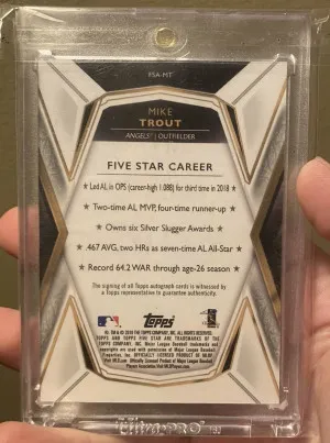 MIKE TROUT TOPPS FIVE STAR GOLD AUTO #/5 SSP ON CARD!!! Angels!!!!!!!!! back