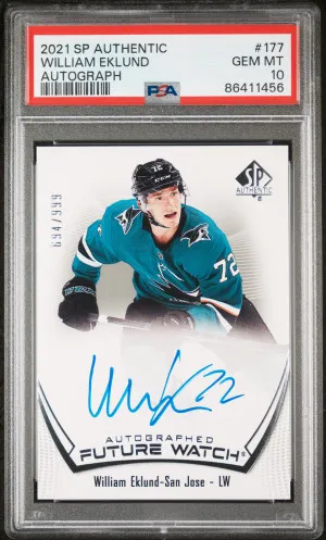 2021-22 Upper Deck SP Authentic WILLIAM EKLUND Future Watch Auto #177 PSA 10 front