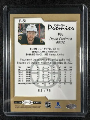 2023-24 O-Pee-Chee DAVID PASTRNAK Premier Pattern Foilboard /75 back