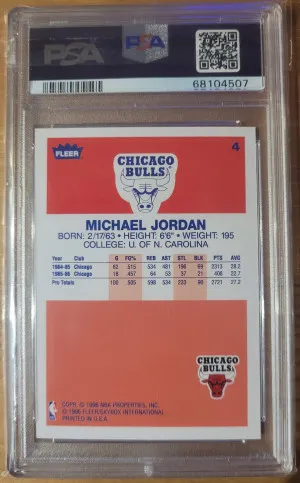 1996 Fleer Ultra Decade Of Excellence #U-4 Michael Jordan PSA 9 MINT back