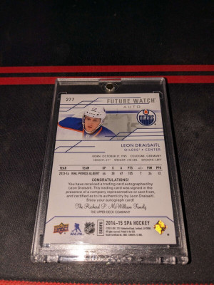 2014-15 SP Authentic Leon Draisaitl Future Watch Auto Rookie RC /999 #277 back