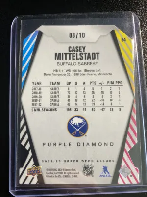Casey Mittelstadt 22-23 Allure Purple Diamond /10 back