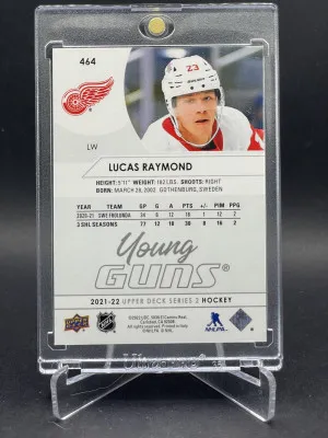 2021-22 Upper Deck Series 2 Lucas Raymond RED WINGS #464 Young Guns back