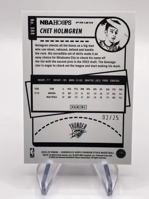 2022 Panini Chronicles NBA Hoops Premium Stock Chet Holmgren Rookie /25 back