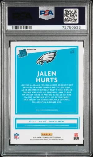 2020 Panini Donruss Optic Jalen Hurts #164 PSA 9 back