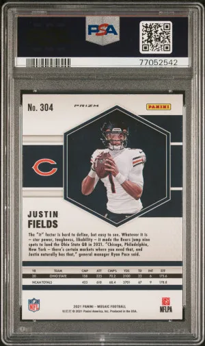 2021 Panini Mosaic Justin Fields #304 PSA 10 back