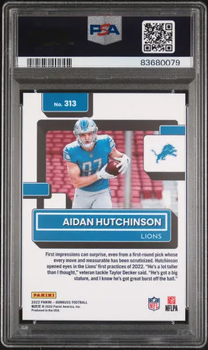 2022 Panini Donruss Aidan Hutchinson #313 PSA 10 back