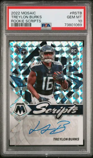 2022 Panini Mosaic Rookie Scripts Treylon Burks #RSTB PSA 10 front