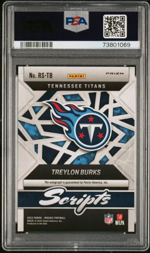 2022 Panini Mosaic Rookie Scripts Treylon Burks #RSTB PSA 10 back