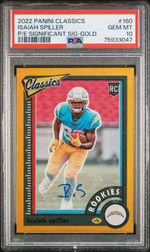 2022 Panini Classics Isaiah Spiller #160 PSA 10 front