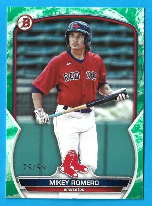 2023 Bowman Chrome - Mikey Romero - Green Pattern 79/99 | Boston Red Sox front