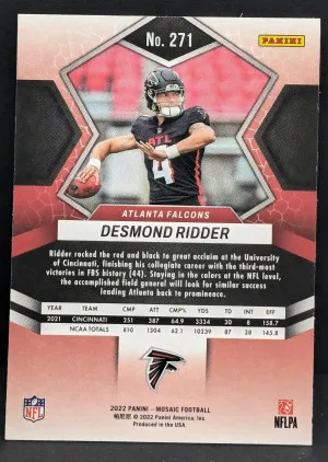 2022 Panini Mosaic #271 Desmond Ridder Atlanta Falcons RC [105|271] back