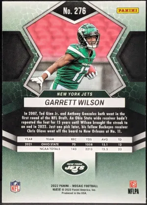2022 Panini Mosaic #276 Garrett Wilson New York Jets RC [105|276] back