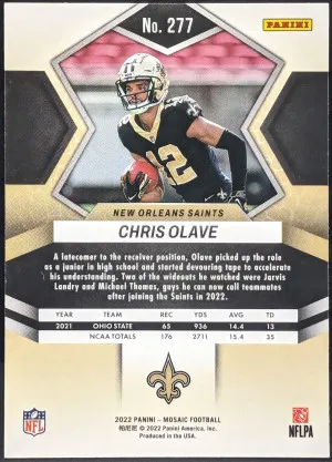 2022 Panini Mosaic #277 Chris Olave New Orleans Saints RC [105|277] back
