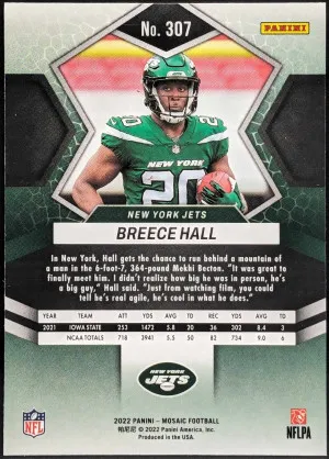 2022 Panini Mosaic #307 Breece Hall New York Jets RC [105|307] back