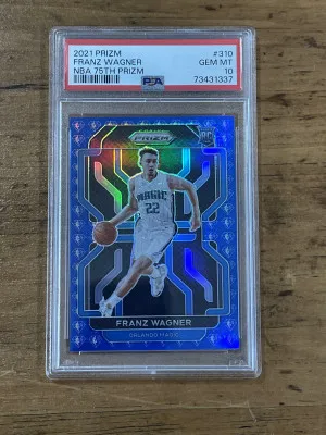 2021 Panini Prizm Franz Wagner Rookie “75th anniversary blue diamond Prizm” front