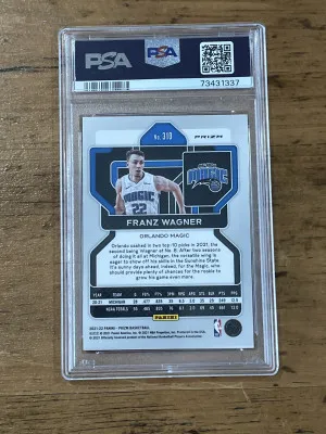 2021 Panini Prizm Franz Wagner Rookie “75th anniversary blue diamond Prizm” back