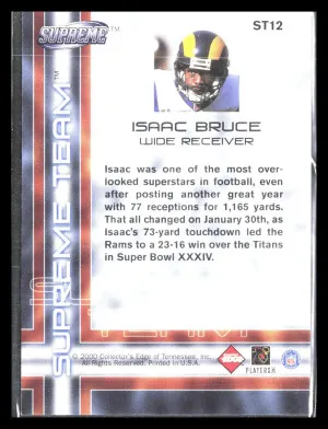 Isaac Bruce 2000 Collector's Edge Supreme #ST12     Supreme Team back