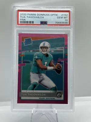 Tua Tagovailoa 2020 Panini Donruss Optic Rated Rookie RC Pink PSA 10 GEM MINT front